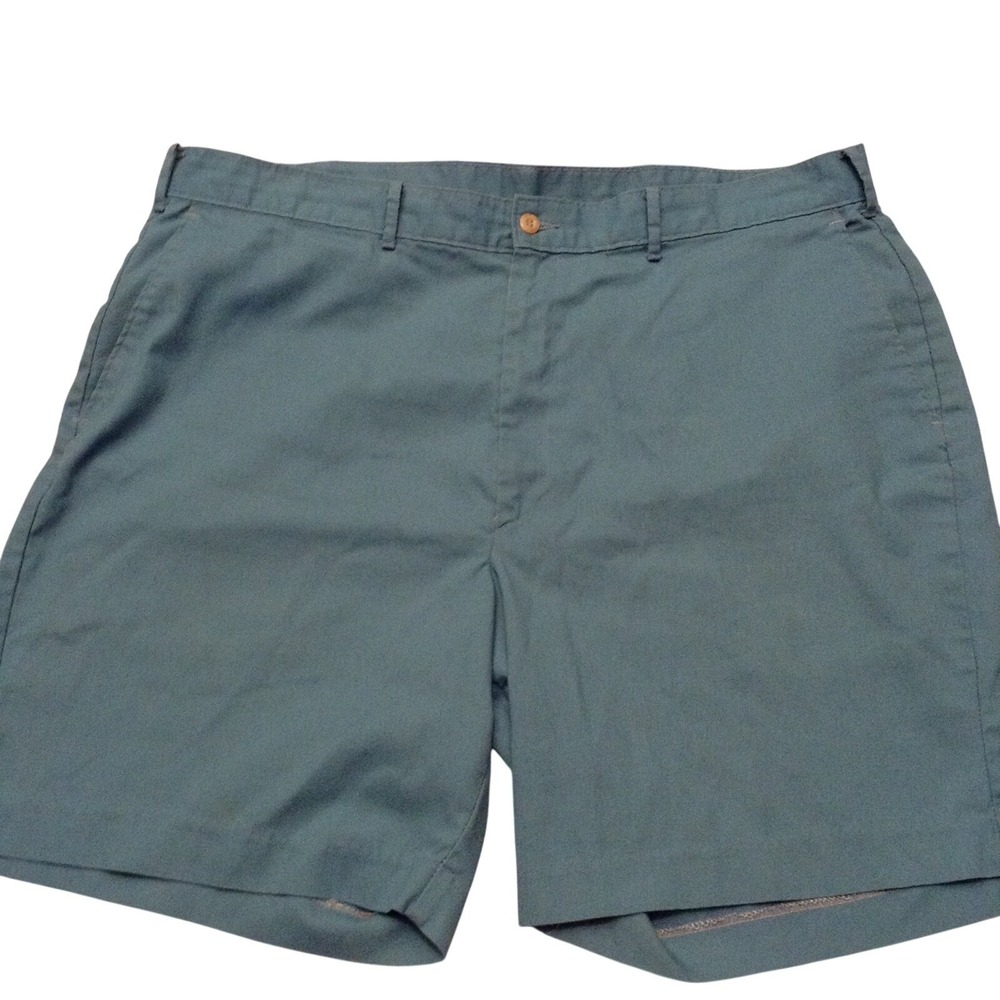 Haggar Casuals Mens Shorts Size 40 Teal Blue Flat Front Cotton Blend Twill 7.5in